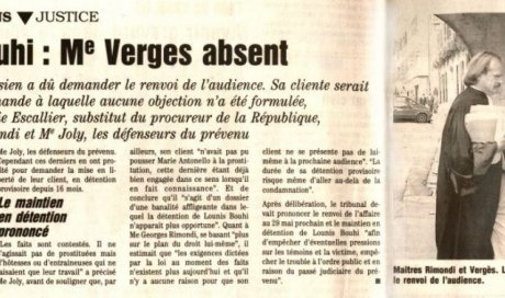 Affaire Bouhi  Me Verges absent - Cabinet de Maîtres RIMONDI, ALONSO, HUISSOUD, CAROULLE ET PIETTRE