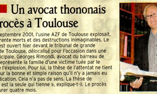 Un avocat thononais au procès à Toulouse - Cabinet de Maîtres RIMONDI, ALONSO, HUISSOUD, CAROULLE ET PIETTRE