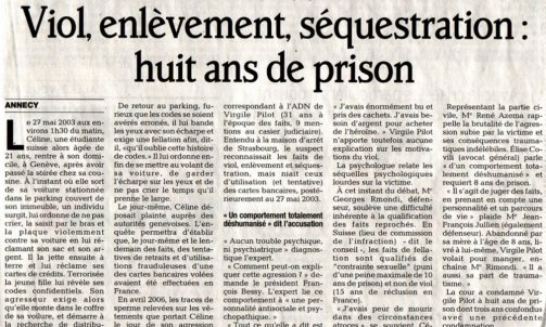 Viol, enlèvement, séquestration  huit ans de prison - Cabinet de Maîtres RIMONDI, ALONSO, HUISSOUD, CAROULLE ET PIETTRE